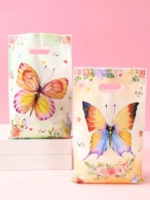 10/25/50 pièces Sac cadeau de sac à main papillon, sac d'emballage de fête d'anniversaire de fleurs papillon multicolore mélangé, sac d'emballage de fête de mariage, sac d'emballage de décoration de salle de fête de festival, fournitures de cuisine, sac d'emballage de fête de baby shower papillon, décoration, convient pour les boutiques