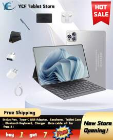 New 2026 Android 12 Tablet 8 Core 2.5Ghz/8GB RAM/256GB Storage Support 256GB SD Expansion/10.1-Inch 1920*1080 LED Screen/5G.4G WIFI /Dual SIM Card Callable/8800mah/Type-C/8mp+16mp Webcam/With Leather Case, Keyboard, Stylus, Adapter, Earphones,OTC Connectors - 深灰色 - 查看 4