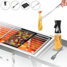 BBQ Mesh Bag Non-Stick Mesh Bag BBQ Grill Bag High Temperature Resistant BBQ Mesh Bag With BBQ Clip Oil Sprayer Oil Brush