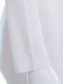 Women's Mesh See-Through Cropped Tops, Seamless Arm Shaper Compression Long Sleeve Solid Blouse - White - View 6