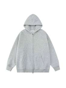 UNISEX Plain Basic Cold Thick Blouse Sweatshirt - Màu Xám nhạt - Xem 2