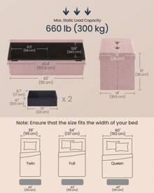 SONGMICS Storage Ottoman Bench, Storage Chest, 15 X 43 X 15 Inches, Foot Rest Stool, End Of Bed Bench, Load Up To 660 Lb, For Living Room, Bedroom, Entryway - 粉色 - 查看 2
