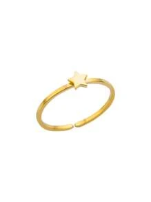 1 件装简约小星星戒指精致镀银金色星星细戒指不锈钢珠宝礼物 - 彩色 - 查看 10