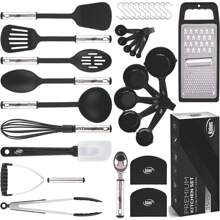 Kitchen Utensils Set 35 PCS Cooking Utensils Set, Nonstick And Heat Resistant Nylon Stainless Steel Silicone Spatula Set - Kitchen Gadgets Home Essentials Kitchen Accessories, Apartment Must Haves