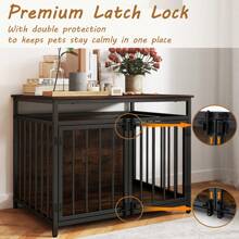 Furniture Style Dog Crate Chew-Resistant Dog Cage With Three Doors-Coffee - Chocolate Brown - View 6
