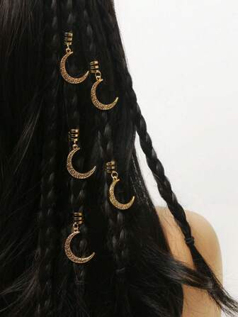 5 件套波西米亚风大月亮编织发夹、可爱嘻哈发饰、开斋节礼物、派对发箍