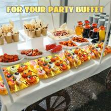 10 件金色纸盘，轻质矩形餐盘，一次性盘子，大号餐具食物托盘，适用于饼干蛋糕甜点小吃开胃菜节日野餐派对用品生日