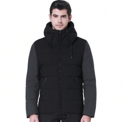 Mens Puffer Jacket Coat Hooded Down Jacket Winter Warm Coats
