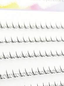 120pcs Natural-Looking Short Stem Transparent Fan-End False Eyelashes, Large Capacity For Beginners, Self-Adhesive Cluster Lashes