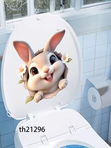 1PC Easter Bunny & Eggs Printed Toilet Sticker, For Home Decoration & Easter Bunny Bathroom Stickers - Waterproof PVC, Spring Butterfly Wall Decal, Vinyl Decal For Home Decorations, Spring Butterfly Element Wall Stickers Decoration Items Refresh Your Home, Rama Decoration Stickers - 11.81*11.81in/11.61*11.61in