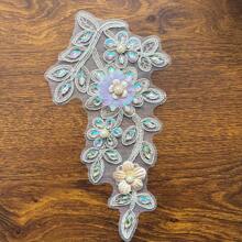 1pc/2pcs Set Of Handcrafted Rhinestone Patch Floral Embroidery Applique, Clothing Accessory Garment Sewing Decor For Dress, Bridal Gown, Purse In Multiple Colors - Multicolor - View 15