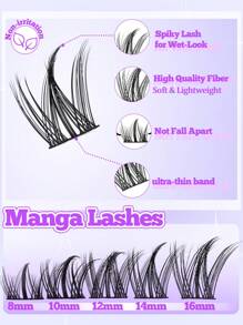 Himirell 140 Stück Manga Wimpernbüschel C-Locken MIX 8-16mm Flaum Natürliche Wimpern zum Selbermachen, Einzelne Falsche Wimpern, Einfach zu tragen, wiederverwendbar, für tägliches Make-up