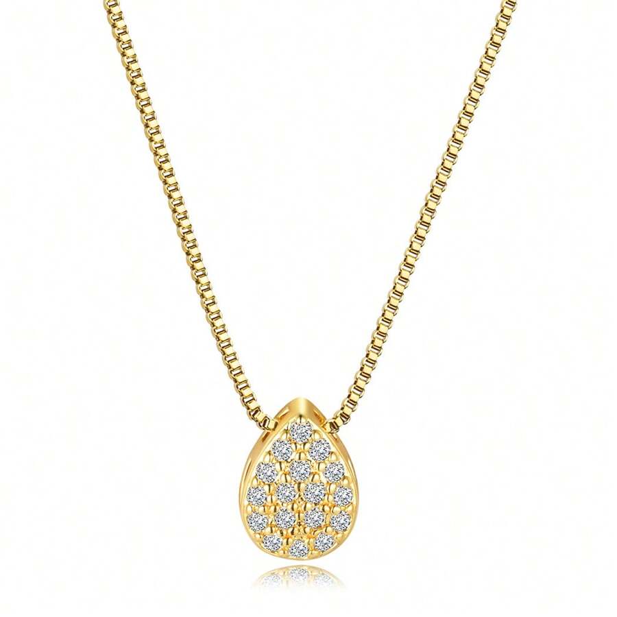 18K GOLD PLATED NECKLACE WITH ZIRCONIA STUDDED DROP - 金色 - 查看 1