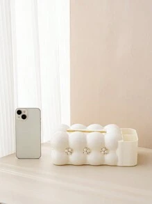 1 Stück Süßigkeiten Taschentuchbox, Dekor mit Kunstperle, multifunktionale Aufbewahrungsbox, geeignet für Wohnzimmer, Fernbedienungsaufbewahrung, Küchenrollenhalter, Taschentuchbox schwarz, Taschentuchhalter, weiße Taschentuchbox, Taschentuchhalter, weiß, Feuchttücherhalter, Servietten Halter, für Familienfeiern, für Zuhause Küche Schlafzimmer Wohnzimmer Esszimmer, Wohndekoration Accessoires, dekorative Box, Geschenk zur Hochzeit für Frauen, Sommerfestival Reisebedarf