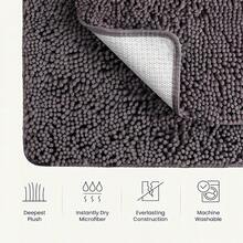 BELADOR Bathroom Rugs Sets 2 Piece- Plush Bath Mat Set Quick-Dry Soft Chenille Mat With Rubber Backing, Absorbent Rug Set, Washable Bath Rugs - Bath Mats 24x17 + 30x20 - 01 Gray - View 7