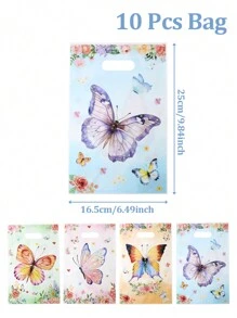 10/25/50 pièces Sac cadeau de sac à main papillon, sac d'emballage de fête d'anniversaire de fleurs papillon multicolore mélangé, sac d'emballage de fête de mariage, sac d'emballage de décoration de salle de fête de festival, fournitures de cuisine, sac d'emballage de fête de baby shower papillon, décoration, convient pour les boutiques