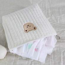 حقيبة وضع الحفاضات والزجاجات للأطفال والماكياج الخاصة بالأمهات، مزينة بطباعة كرتونية للحيوانات وسحّاب، منظم للسفر، قطعة واحدة