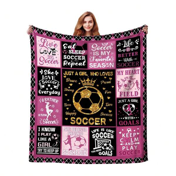 Soccer Blanket For Girls Women,Soccer Gifts For Girls Flannel Soccer Stuff Soccer Throw Blanket For Soccer Lovers Players Team Soccer Gifts