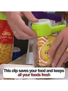 4 件装食品袋夹，带倾倒口的食品储存密封夹，食品袋夹，薯片袋夹，塑料盖食品夹，非常适合在厨房整理和储存食物 - 彩色 - 查看 10