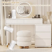 NetHong 360° Rotating Makeup Brush Holder Storage Box Desktop Cosmetic Organizer W/ Lid - White - View 6