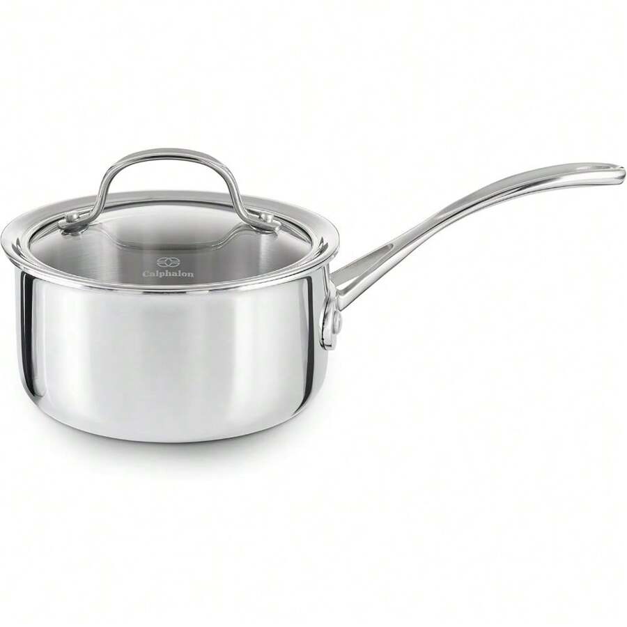 Calphalon Tri Ply Stainless Steel 1 1 2 Quart Sauce Pan With Cover