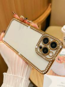 1pc Rhinestone Electroplated Laser Engraved TPU Phone Case Compatible With IPhone 7/8/SE2/7Plus/8Plus/X/XS/XR/XS Max/11/11 Pro/11 Pro Max/12/12 Pro/12 Pro Max/13/13 Pro/13 Pro Max/14/14 Pro/14 Plus/14 Pro Max/15/15 Pro/15 Plus/15 Pro Max, Protective Cover