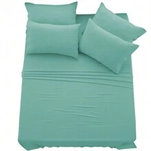 LUX DECOR 6-Piece Embroidered Bed Sheet Set – Brushed Microfiber, Deep Pocket, Lightweight & Breathable – Graduation Gifts, Home Decor, Sleep Protection For Dorms, Student Beds, Back‑To‑School Gift, Soft Bed Linens, Comfortable Sleep, Luxury Bed Set, Valentine's Day Bedroom, Spring Bedding Refresh, Guest Room Essentials, Dorm Room Bedding, Premium Bed Linens, Easy Care Sheets, Hypoallergenic Fabric, Year-Round Comfort, Master Bedroom Update, Matching Bedding Set, Hotel Quality Linens - 水鴨藍 - 查看 8