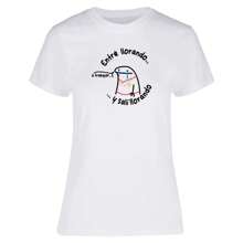 Playera Para Mujer 1 Pza Estampado Trabajo Flork Meme Llorando Entre| Prenda entallada y de Tela Delgada 100% algodón - Blanco - Ver 2