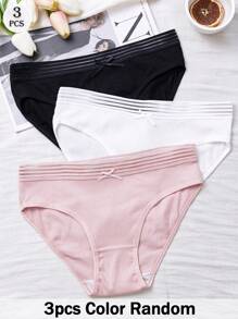 APRSEA 3 条装女士中腰条纹腰带内裤，休闲内裤，颜色随机 - 彩色 - 查看 1