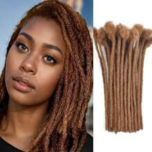 Extensiones para dreadlocks de 8 pulgadas/12 pulgadas, 10 hebras de 0.6 cm de ancho, extensiones de dreadlocks sintéticas de ganchillo en estilo afro rizado, para peinados reggae y hip-hop, extensiones de cabello natural negro para hombres y mujeres para el uso diario - Multicolor - Ver 14
