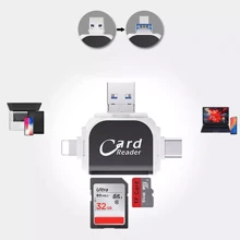 NetHong Multi-Port 4 In1 Universal SD TF Card Readers USB C SD TF Memory Card Readers~UK - Black - View 4