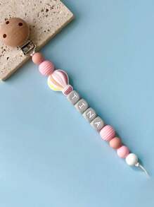 1pc Personalized Custom Name, Letter, Text Silicone DIY Name Tag, Rainbow, Hot Air Balloon, Customized Bag Accessory, Clip Or Hang, Keychain, Pendant, Beaded Flower Decor, Anti-Lost, Suitable For Backpack, Travel Bag, Luggage, Cute Accessory, Small Gift, Autumn/Winter, Shiny For Holidays, Cute, Adorable, Fun, Lovely,School Essentials