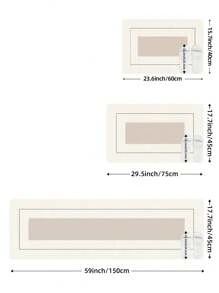 1 件卡其色几何图案 PU 皮革厨房地垫，简约北欧风格，防滑、防震、易清洁、缓解脚部压力、防水，适用于厨房、家居、浴室装饰、浴室地毯、户外地毯、门垫、秋季装饰、浴室配件、返校入口装饰 - 卡其色 - 查看 3