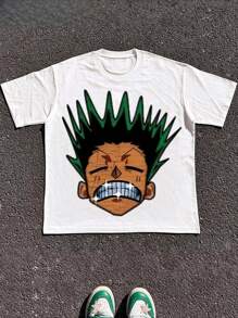 Size Plus  Anime Tshirt Japanese Anime Tshirt (Single Piece)100% Cotton 220g Heavy Cotton T Shirt - 白色 - 查看 1