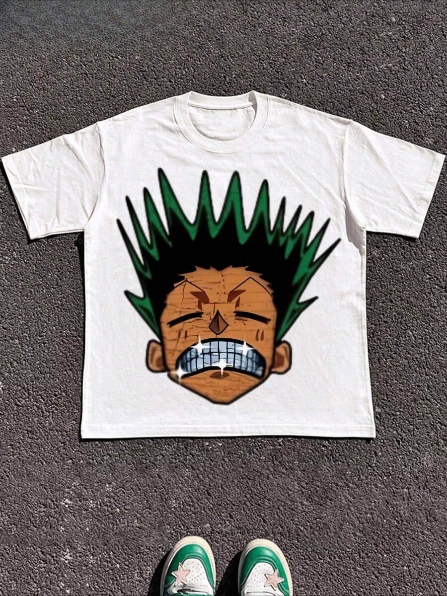 Size Plus  Anime Tshirt Japanese Anime Tshirt (Single Piece)100% Cotton 220g Heavy Cotton T Shirt - 白色 - 查看 1