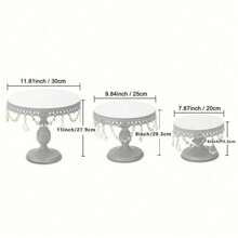 3 Piece Antique Cake Stand Set Round Metal Cupcake Stand