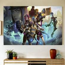 Framed Arcane Anime Poster Poster Jinx And Vi Poster Canvas Prints Battle Of The Two Cities Wall Art For Home Office Living Room Decorations