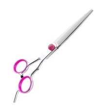 Pet Grooming Scissors Set - Professional Straight Shear, Thinning Scissors, Curved Scissors, And Metal Comb, Pink