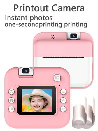 Thermal Print Camera Mini Digital Camera Camera Instant Photo Printing Camera Video Rotate The Lens To Shoot Back And Forth Halloween Birthday Christmas New Year Gifts