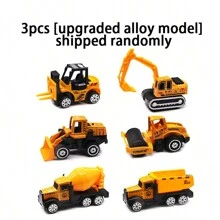 Tecforood 1/6PCS 1:64 Diecast Car Set, Including Bulldozers, Forklift, Excavator & Other Educational Indoor,Yellow And Black Color Schemeoutdoor Toy Cars, Mini Car Models For Boys And Girls 3 Years Old Birthday Gifts,Toy Simulation Car Model Engineering Vehicle Road Roller