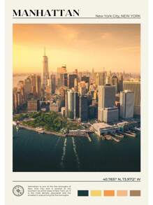 1 pieza Póster de escena de viaje a Nueva York con pintura en lienzo de las Montañas Catskill, Central Park y el Valle del Río Hudson para decoración de oficina y hogar sin marco