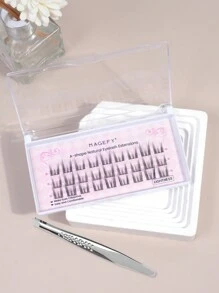 27 Cluster Manga Double Tips False Eyelashes Tower Pointed Wheat Ear False Eyelashes,Slim Black Stem Thick Doll Style Sandwich Devil Style Natural Simulated Eyelashes, For Daily Commute Makeup,Fluffy Slim For Everyday Use Manga Eyelashes, Travel Essentials ﻿ - C - 查看 6