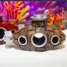 1 件沉船和潜艇水族馆装饰，鱼和虾的庇护所，虾、蜥蜴的隐藏洞穴，玻璃容器装饰