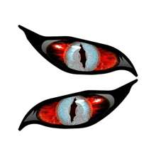 2 pegatinas de ojos malignos de vinilo rojo para cascos de coche o motocicleta, pegatinas para decoración del parabrisas de 12/20cm de largo