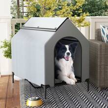 Large Pet House 110cm Elevated Dog House For Medium Breeds W/ Windows - Grey - View 8