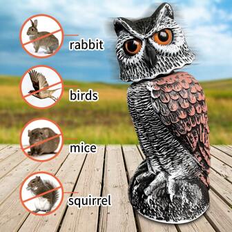 Outdoor Yard And Garden Protectors: Plastic Fake Owl Decoys And Nature Enemy Scarecrow Plastic Statues Working Together To Repel Pests, Control Birds And Deter Pigeons Effectively For A Harmonious Outdoor Environment