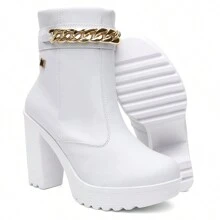 Women's Ankle Boot Low-Cut Boot Mid-Heel Comfortable Exclusive Luxury - trắng - Xem 4