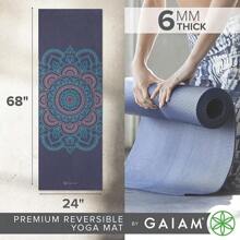 - Tapete de yoga de alta calidad, reversible, grueso, antideslizante, para ejercicios y ejercicios de fitness, para tipo de yoga, pilates y entrenamientos en el piso (68 x 24 x 6 mm - Púrpura Illusion - Ver 6