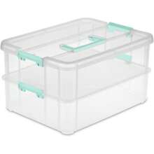 4 Pack Stackable Storage Bins, 2 Layers, Latching Lids, Stack And Carry, Clear