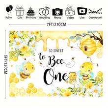 蜜蜂主题蜂蜜金色亮片派对背景 - 彩色 - 查看 2